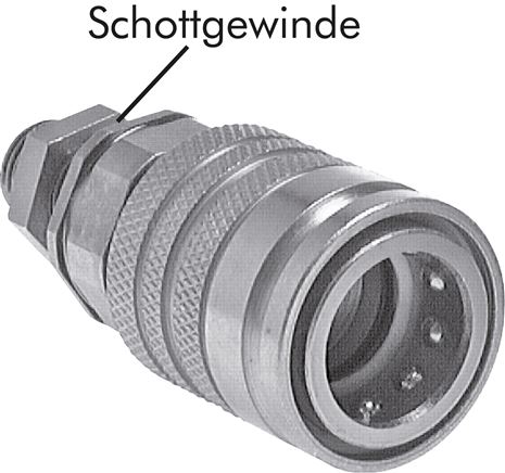 Exemplarische Darstellung: Schott-Steck-Kupplung mit Rohranschluss ISO 8434-1 (DIN 2353), Muffe, Stahl verzinkt