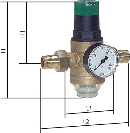 Exemplary representation: Filter pressure reducer for drinking water & nitrogen