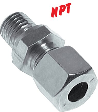 Exemplary representation: Straight screw-in fitting, NPT thread, galvanised steel