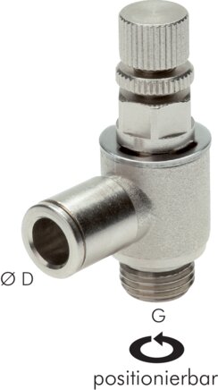 Exemplary representation: Throttle check valve with push-in connection, nickel-plated brass