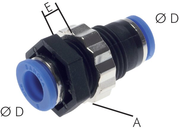 Exemplary representation: Plastic bulkhead connector