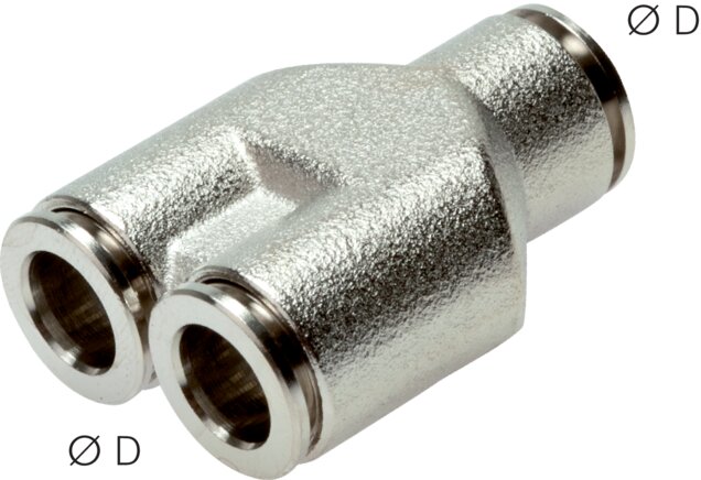 Exemplary representation: Y-connector, nickel-plated brass