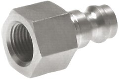 Exemplary representation: Coupling plug with female thread, stainless steel