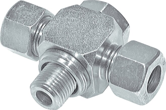 Exemplary representation: Throttle-free T-swivel fitting, metric, galvanised steel