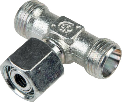 Exemplary representation: Adjustable T-connection fitting, without nut & cutting ring, galvanised steel