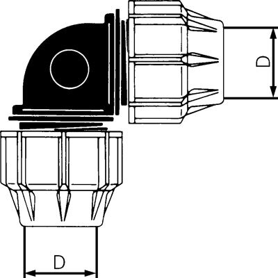 Exemplary representation: PEX pipe fitting, angle