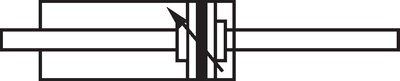 Schematic symbol: adjustable end position damping and continuous piston rod